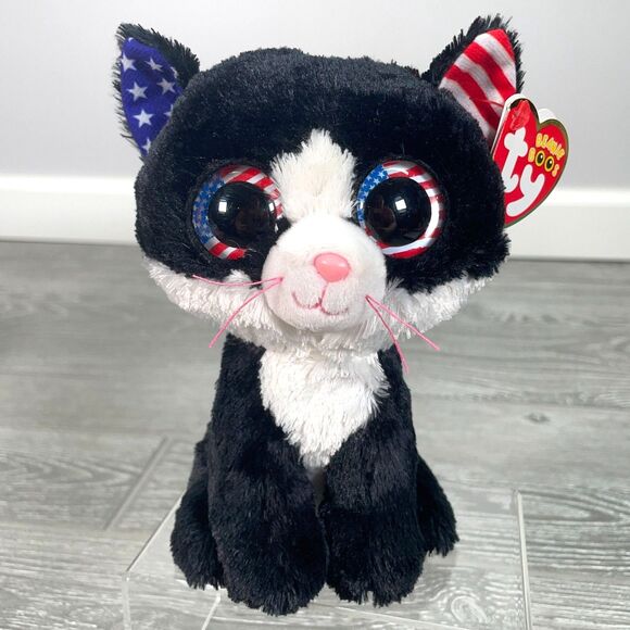 Ty Beanie Boos Freedom Cat Solid American Flag Eyes Cracker Barrel Exclusive NEW - Picture 1 of 11